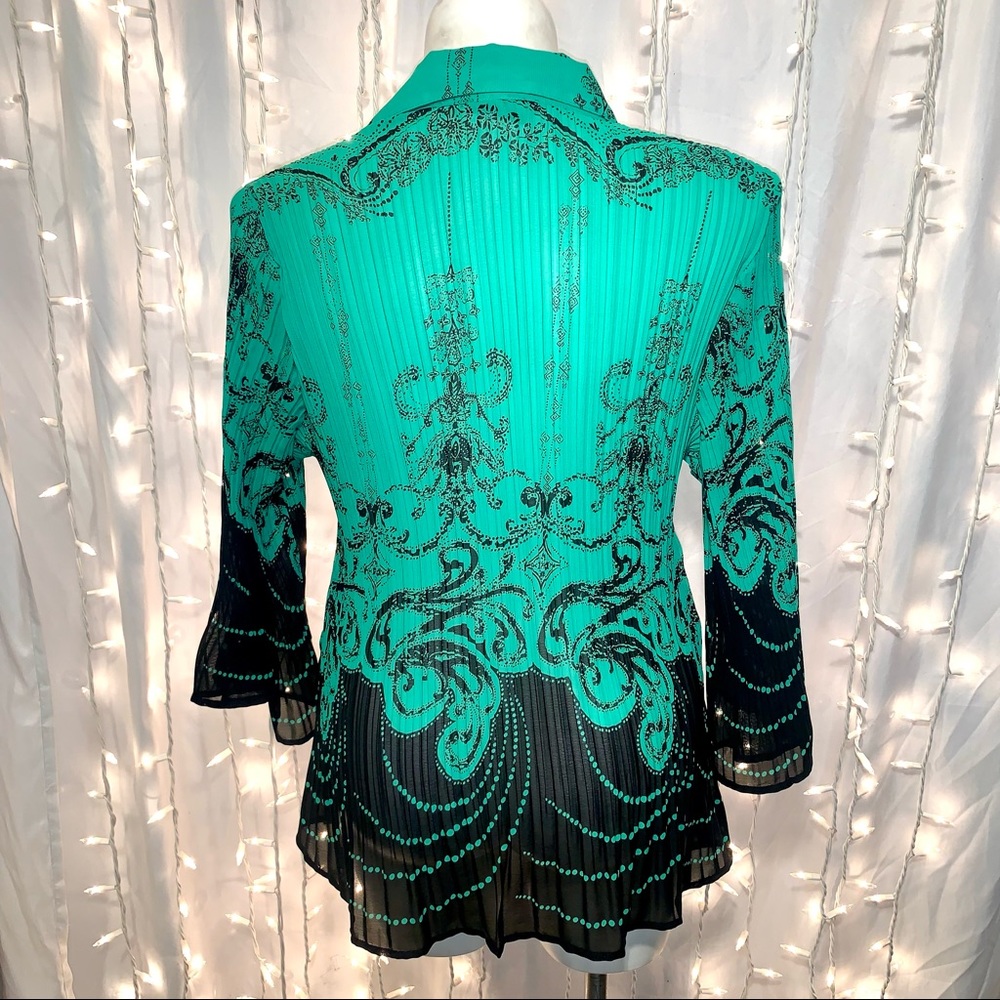 LANE BRYANT ⭐️ Long Sleeve Crinkle Button Down Paisley Blouse - Picture 6 of 7